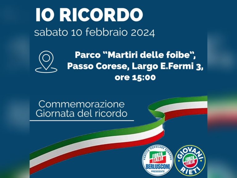 “Io ricordo”, a Passo Corese il 10 febbraio