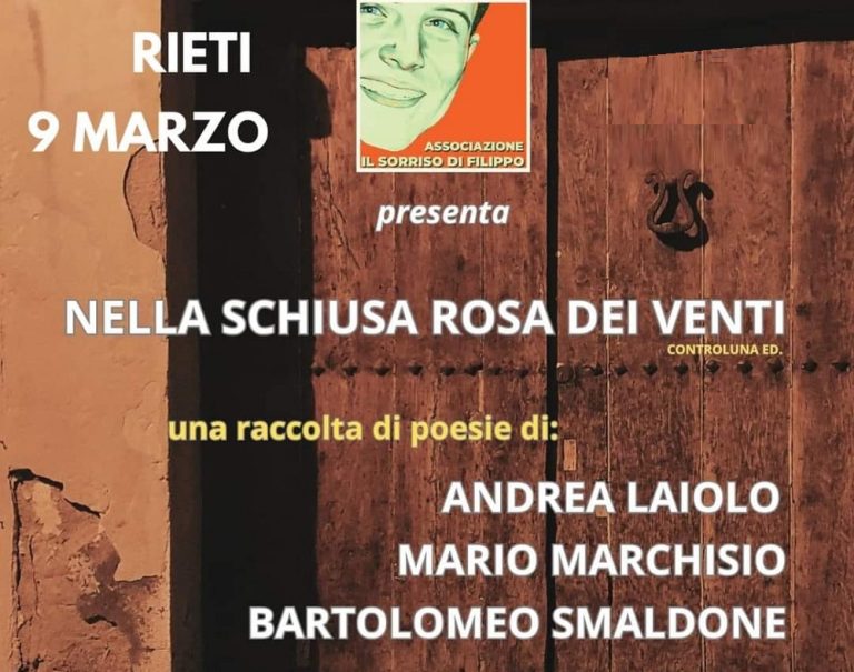 L’Associazione “Il Sorriso di Filippo” presenta a Rieti la raccolta di poesie: “Nella schiusa rosa dei venti”
