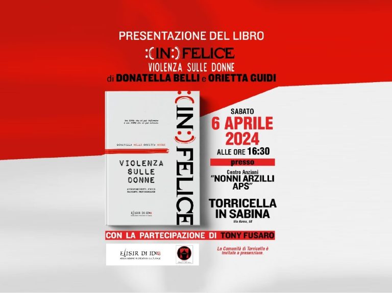 Il 6 aprile a Torricella in Sabina presentazione del libro “(In)Felice”