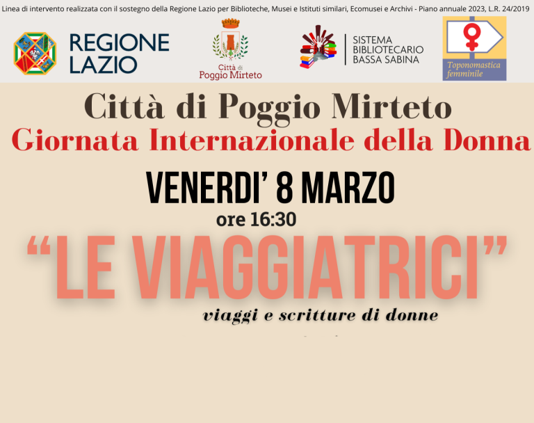 Nella Biblioteca di Poggio Mirteto presentazione del libro: “Le Viaggiatrici. Viaggi e scritture di donne”