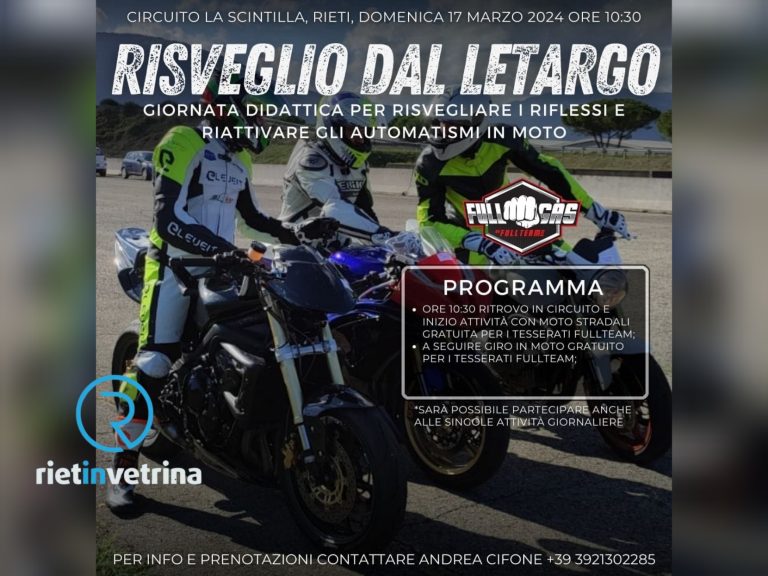 Il 17 marzo lezione di motociclismo al Circuito “La Scintilla”