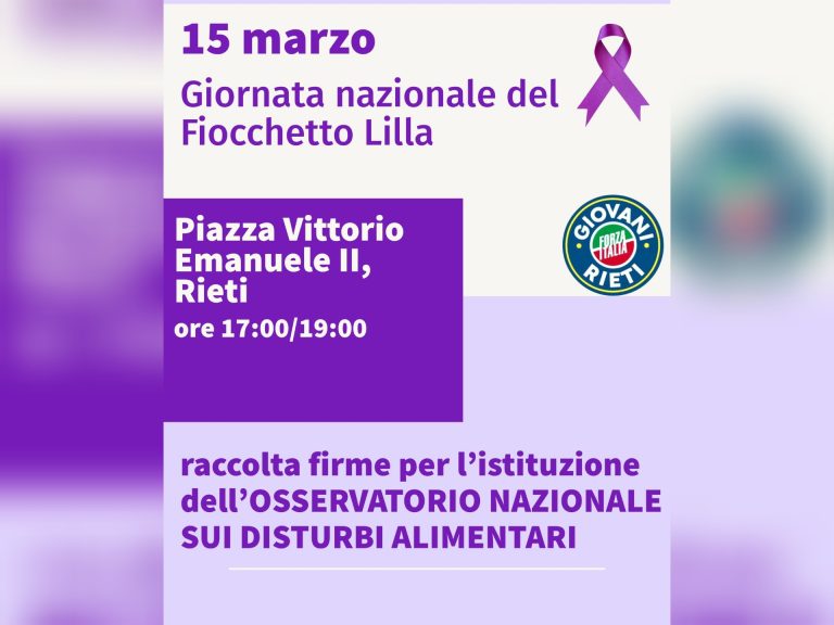 FI Giovani Rieti in piazza per raccogliere firme per l’Osservatorio Nazionale Disturbi Alimentari