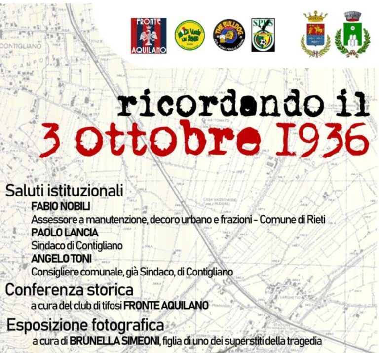 “Ricordando il 3 ottobre 1936”, a Piani Poggio Fidoni il 23 marzo
