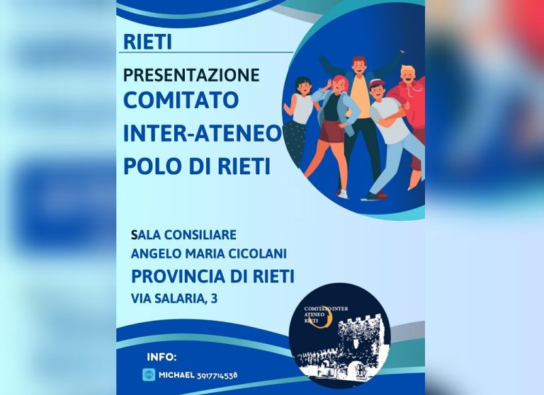 Il 22 marzo presentazione del Comitato Inter-Ateneo di Rieti