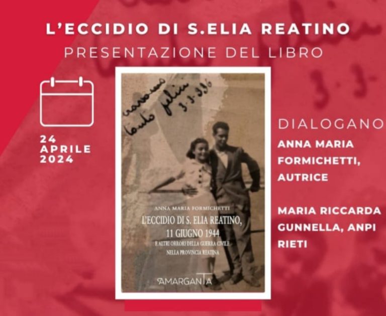 Il 24 aprile a Rieti presentazione del libro “L’eccidio di Sant’Elia Reatino”