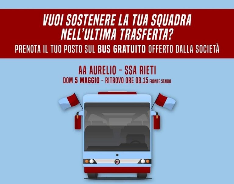Tutto in 90′. La SSA Rieti organizza pullman gratuito per la trasferta del 5 maggio
