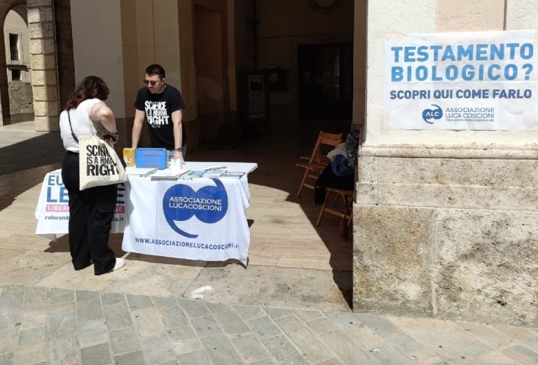 Testamento Biologico, i volontari della Cellula Coscioni Rieti ti aspettano in piazza del Comune per rispondere ai tuoi quesiti