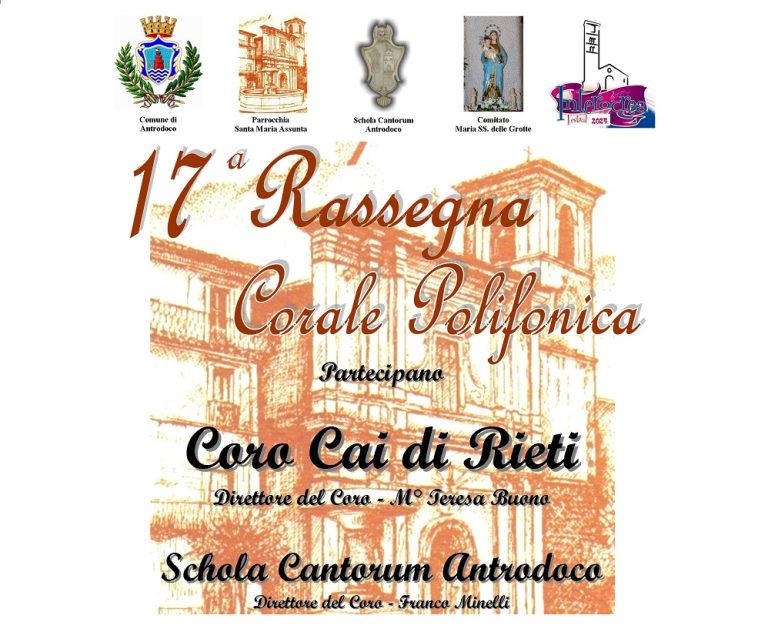 Il 4 maggio ad Antrodoco la 17esima Rassegna Corale Polifonica