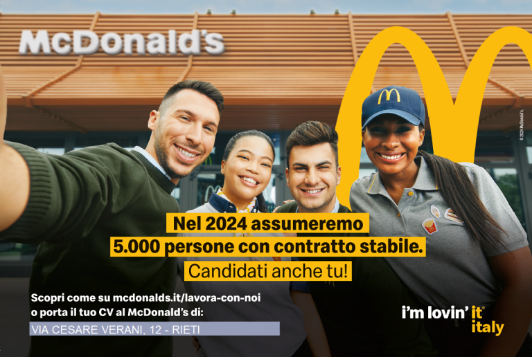 OFFERTE DI LAVORO – McDonald’s Rieti ricerca personale