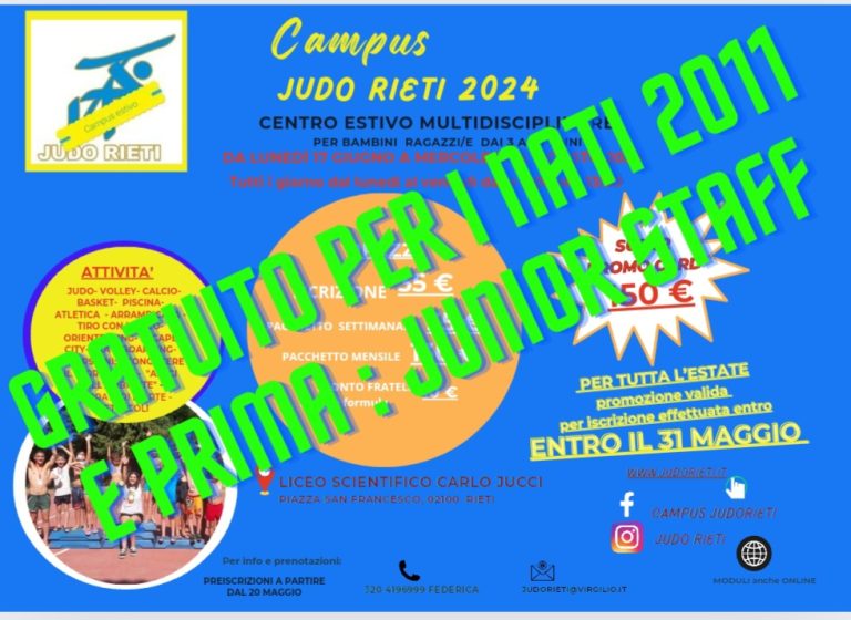 Campus estivo Judo Rieti tra gioco ed inclusione