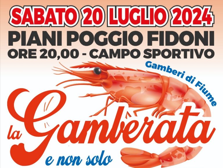 È FESTA – Il 20 luglio a Piani Poggio Fidoni “La Gamberata e non solo”