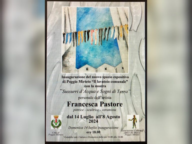 A Poggio Mirteto il 14 luglio inaugurazione della mostra “Sussurri d’acqua e sogni di Terra”