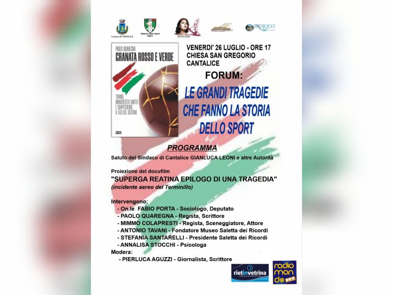 Il 26 luglio a Cantalice il convegno: “Le grandi tragedie che fanno la storia dello sport”