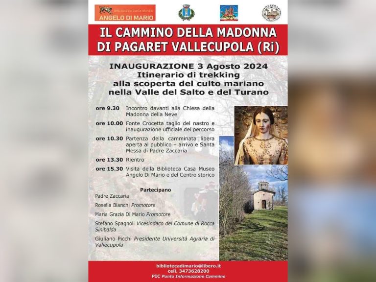 A Vallecupola si inaugura il Cammino della Madonna di Pagaret
