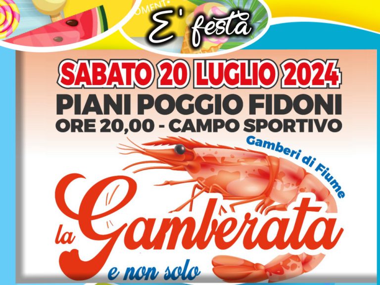 È FESTA – Il 20 luglio a Piani Poggio Fidoni “La Gamberata e non solo”