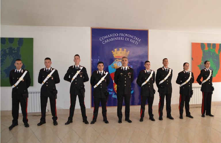 Otto giovani nuovi Carabinieri arrivati in provincia di Rieti e già operativi