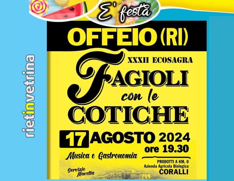 E’ FESTA – Il 17 agosto ad Offeio c’è la 32° Sagra dei fagioli con le cotiche