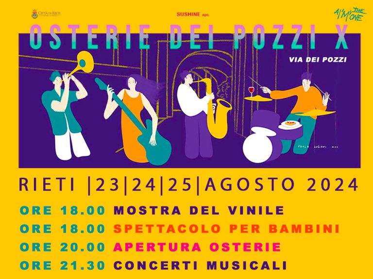 È FESTA – Dal 23 al 25 agosto a Rieti “Le Osterie dei Pozzi”