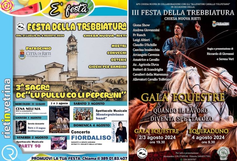 E’ FESTA – A Chiesa Nuova il 2 e 3 agosto Gala Equestre con la “Festa della Trebbiatura