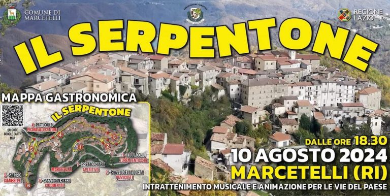 È FESTA – Il 10 agosto c’è “Il Serpentone” di Marcetelli – IL PROGRAMMA