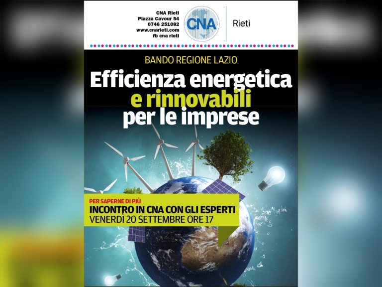 Efficienza energetica e rinnovabili per le Imprese: incontro in CNA il 20 settembre