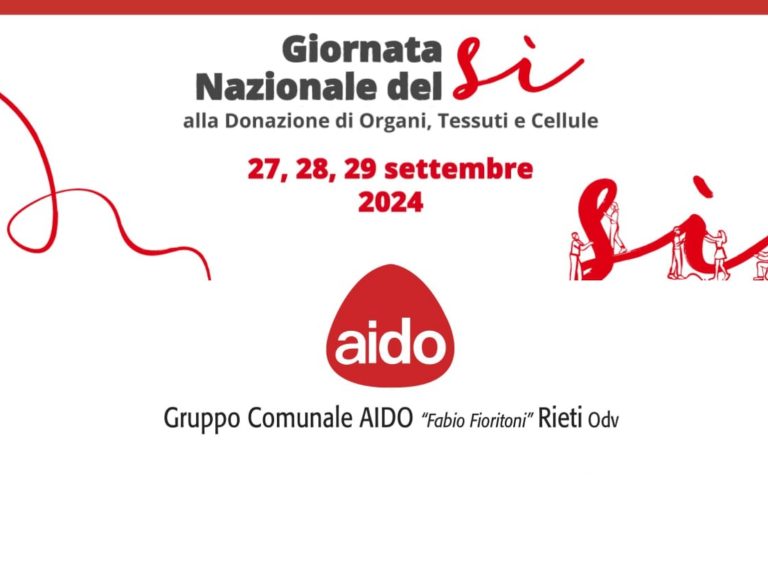 AIDO Rieti, “Giornata del sì” dal 27 al 29 settembre 2024