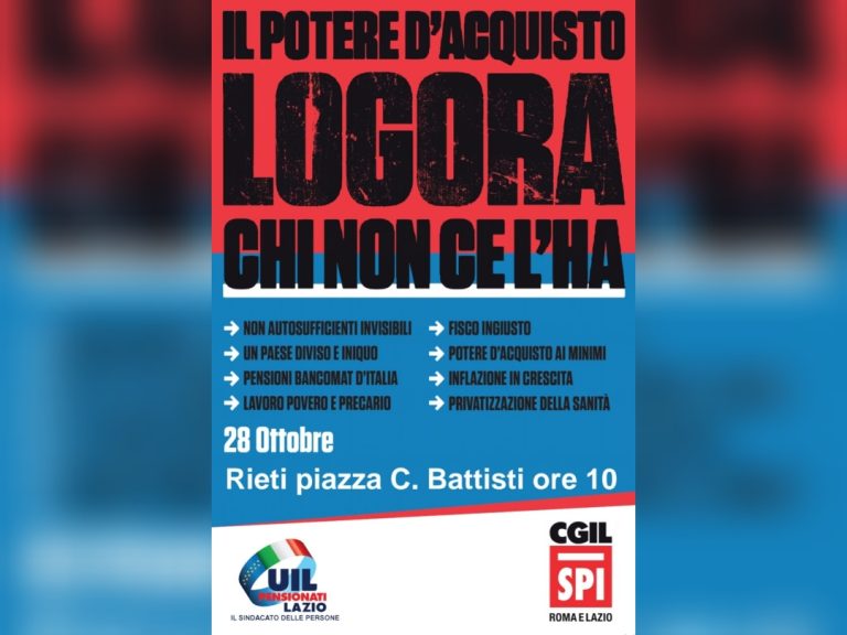 Il 28 ottobre sit-in dei pensionati CGIL e UIL di piazza Cesare Battisti