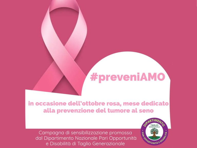 PreveniAMO, campagna contro il tumore al seno del Dipartimento Nazionale Pari Opportunità e Disabilità Taglio Generazionale