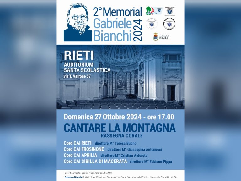 Il 27 ottobre a Rieti il secondo Memorial Gabriele Bianchi “Cantare la montagna”