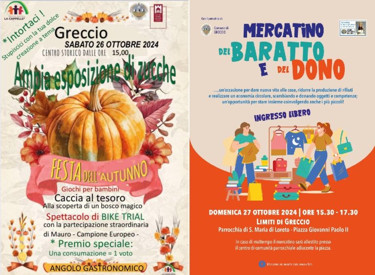 Ricco fine settimana a Greccio con la Festa dell’Autunno e il Mercatino del Baratto e del Dono