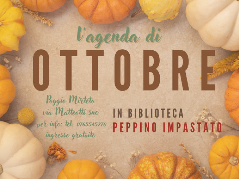 Calendario eventi ottobre Biblioteca Peppino Impastato di Poggio Mirteto