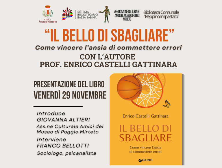 Alla Biblioteca di Poggio Mirteto “Il bello di sbagliare. Come vincere l’ansia di commettere errori”