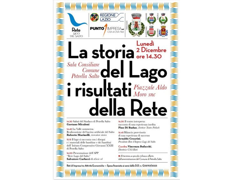 La storia del Lago, i risultati della Rete. Il 2 dicembre a Petrella Salto