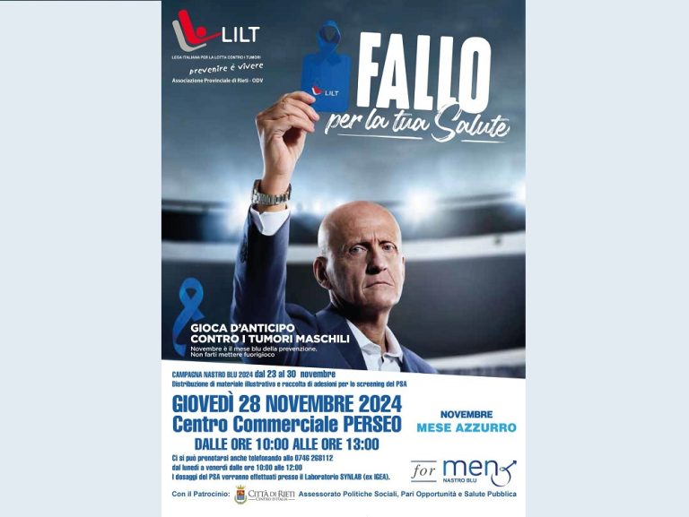 Pierluigi Collina per la campagna LILT “Nastro Azzurro”. A Rieti prenotazioni PSA gratuito