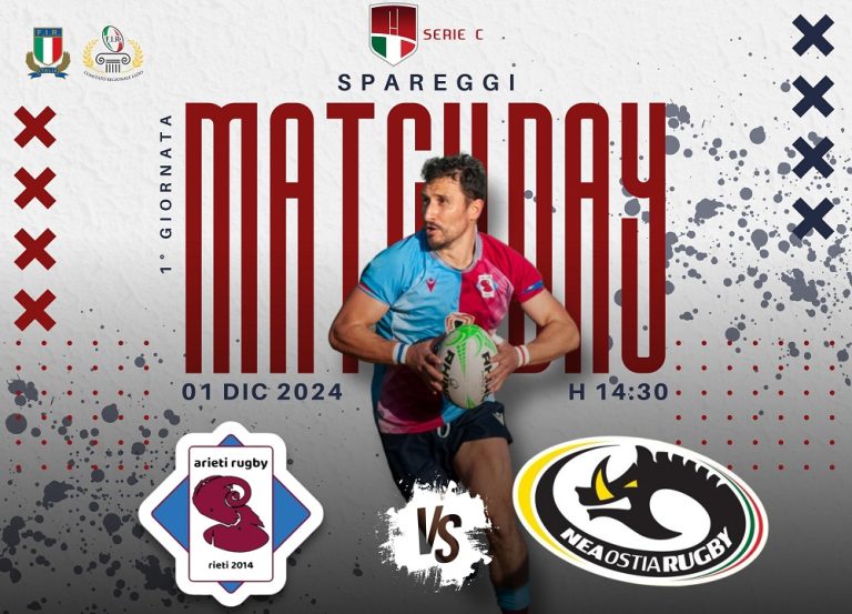 Al Fassini l’1 dicembre c’è lo spareggio Arieti Rugby Rieti – Neo Ostia Rugby