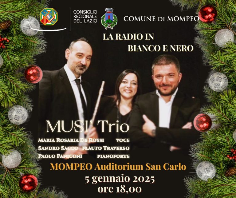 Mompeo celebra i 100 anni delle emissioni radiofoniche con il concerto “La Radio in Bianco e Nero” del Musi’ Trio