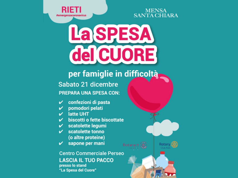 Sabato 21 dicembre c’è “La spesa del cuore” in favore della Mensa Santa Chiara