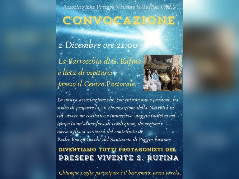 A Santa Rufina c’è il Presepe Vivente. Appuntamento il 2 dicembre