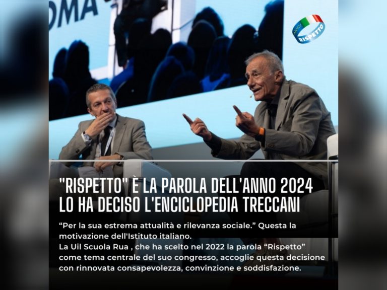 Per la Treccani “Rispetto” è la parola del 2024. UIL Scuola: “Molto soddisfatti della scelta”