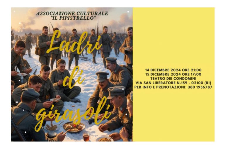 “Ladri di girasoli” della compagnia “Il Pipistrello” in scena al Piccolo Teatro dei Condomini