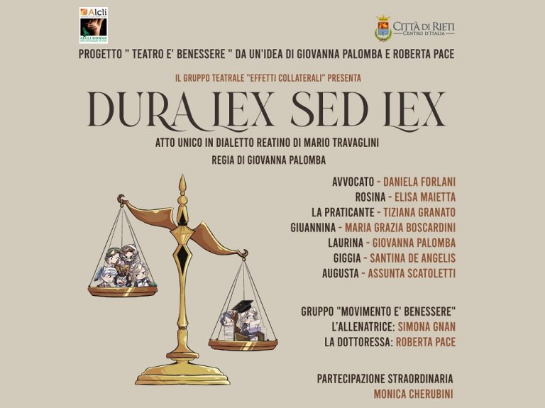 All’Auditorium Santa Scolastica “Dura lex sed lex”, atto unico del gruppo teatrale “Effetti Collaterali”