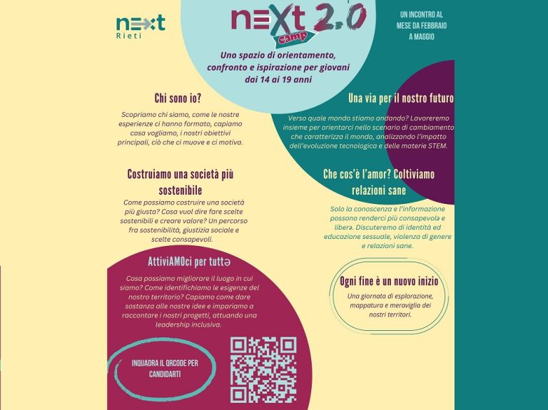 Rieti riparte dai giovani, più consapevoli e attivi. Al via Next Camp seconda edizione