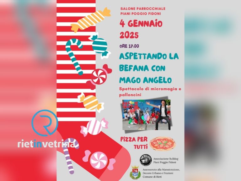 Il 4 gennaio a Poggio Fidoni c’è “Aspettando la Befana con Mago Angelo”: pizza per tutti!