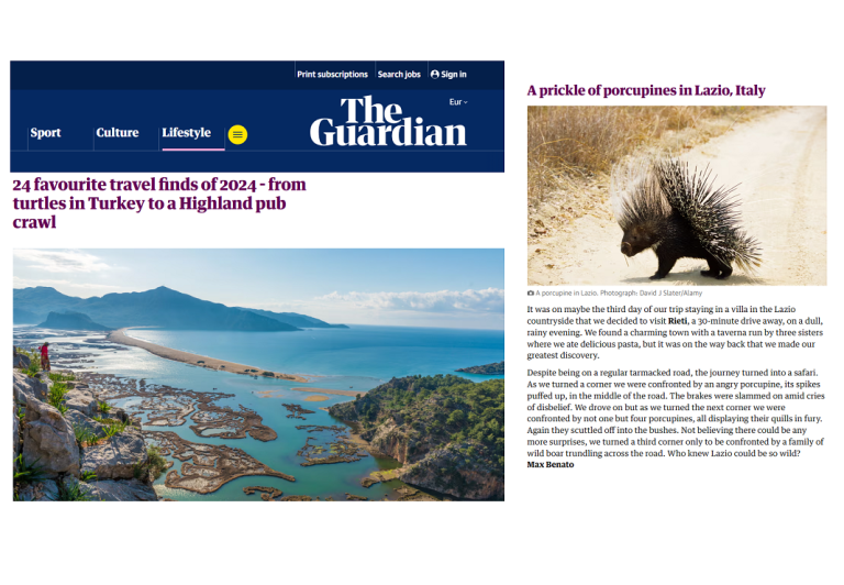 “The Guardian” parla di Rieti: un viaggio tra gli istrici e i cinghiali della nostra Città, e tra le tartarughe della Turchia fino ad Helsinki