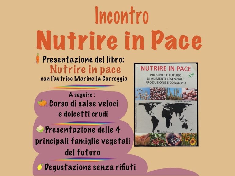 A Rieti la presentazione del libro di Mirella Correggia “Nutrire in pace”