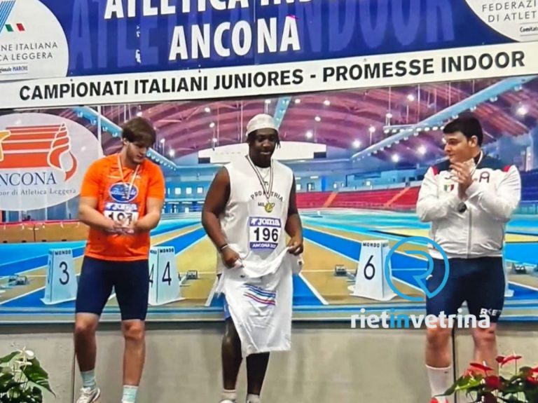 Bronzo per il reatino Gianmarco Di Filippo nel Lancio del Peso agli Indoor di Ancona 2025