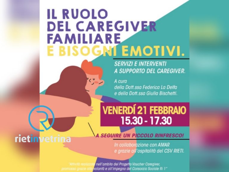 A Rieti l’incontro sul “Ruolo del caregiver familiare e bisogni emotivi”