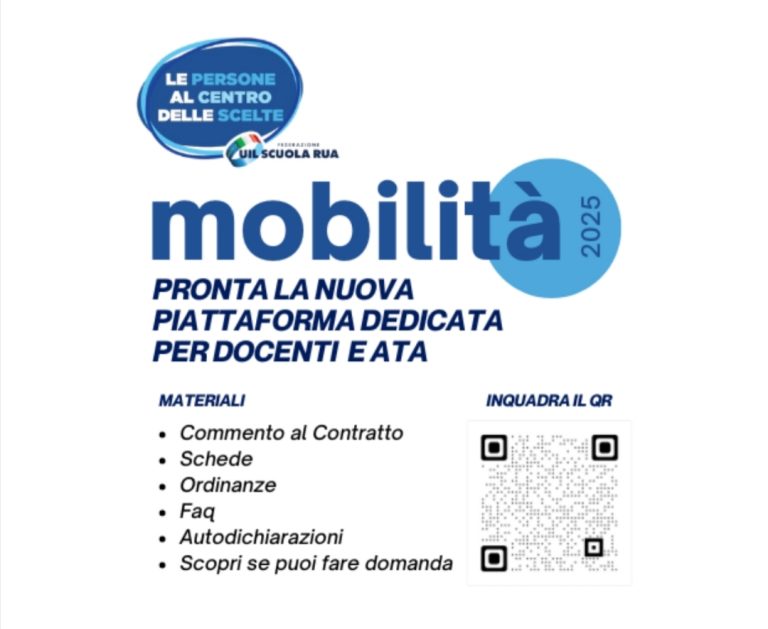 La UIL Scuola Rua ha aggiornato la piattaforma dedicata alla Mobilità del personale docente, educativo ed ATA per l’a.s. 2025/2026