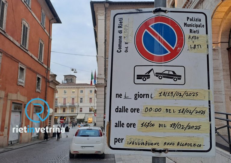 Inaugurazione Anno Accademico Rieti, divieto di sosta in via Garibaldi