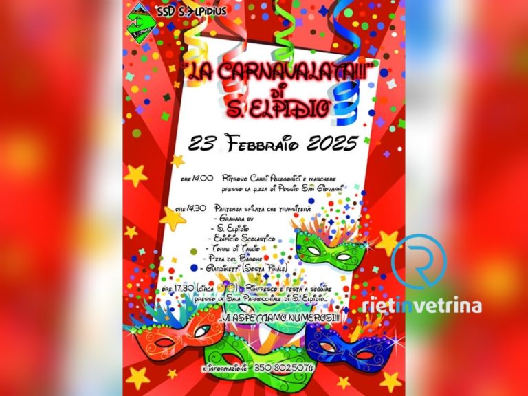 Carnevalata di Sant’Elpidio, appuntamento il 23 febbraio 2025